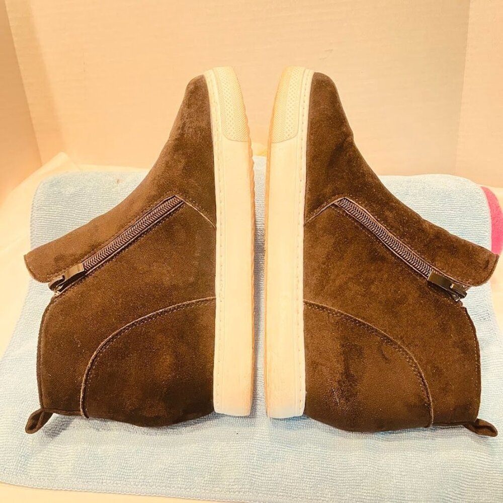 Rouge Shoes Womens Size 10 BLACK Suede Wedge Zip Ankle MID/High Top Casual - Picture 8 of 16